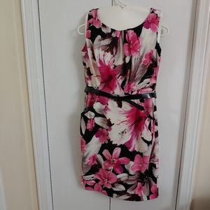Dressbarn Sleeveless Belted Pink Floral Dress - Size 10
